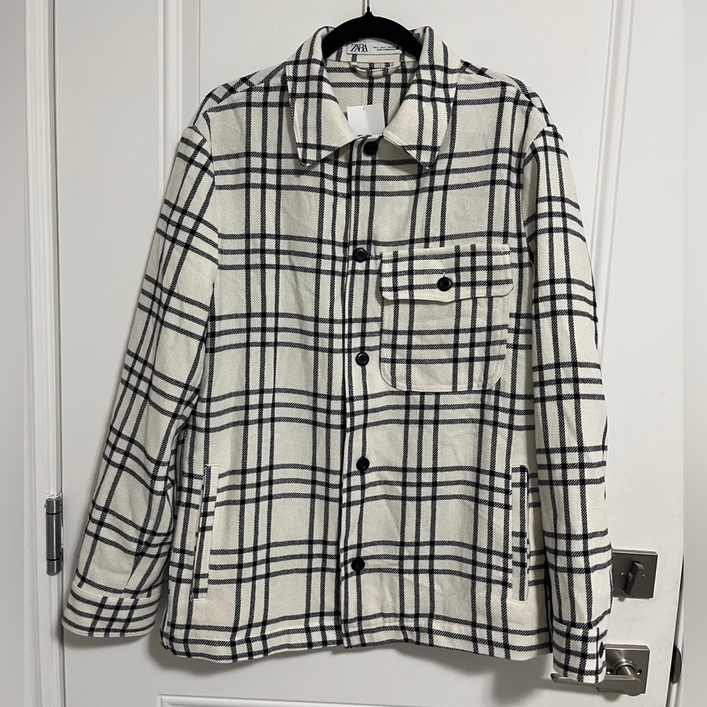 Zara Men’s Checkered Wool Blended Flannel Shirt - Size L